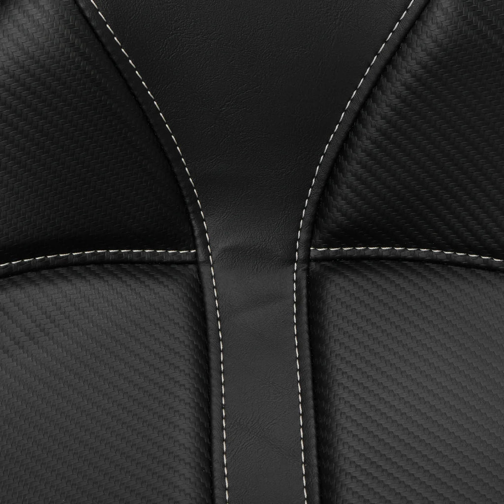 Saddlemen Dominator Solo Seat - w/o Backrest - Black w/ Gray Stitching - FL/FX '06-'17 806-12-0042 - Side View