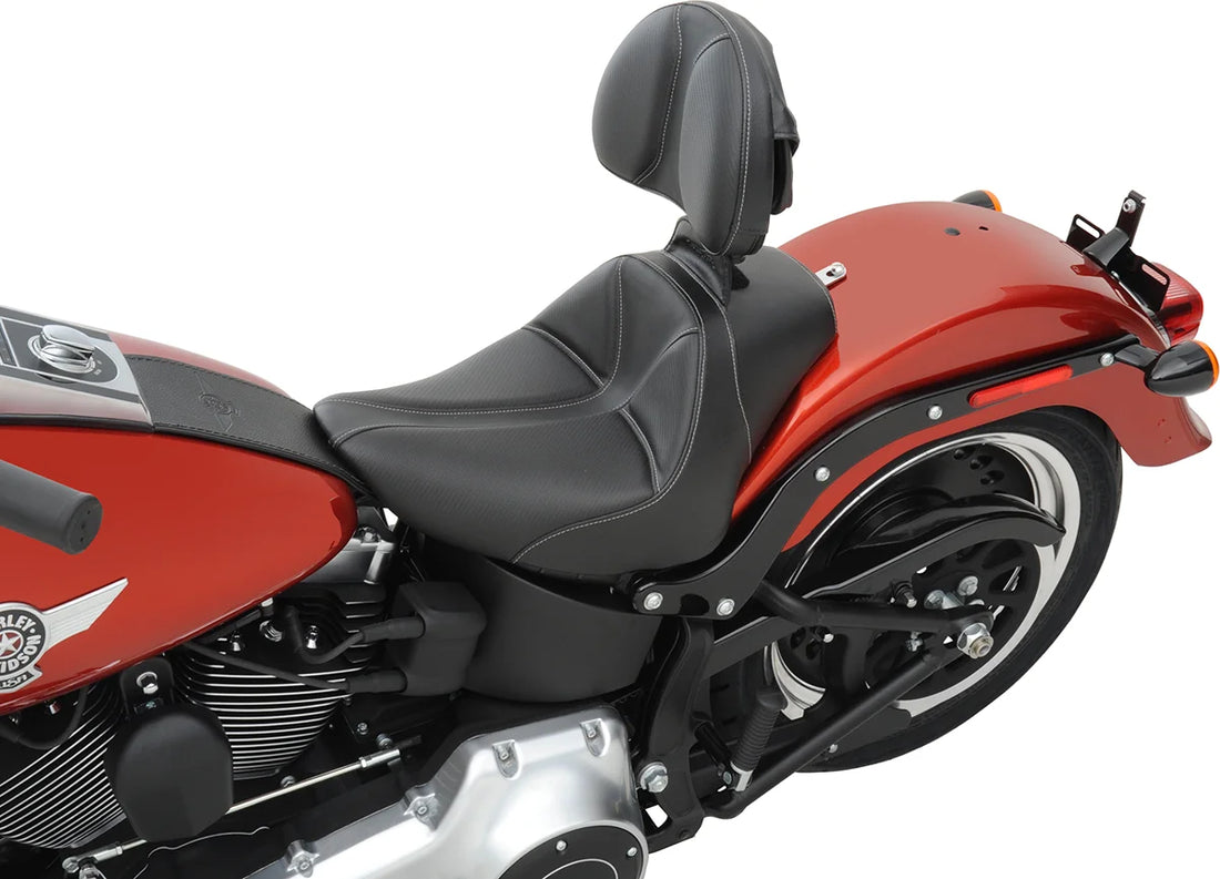 Saddlemen Dominator Solo Seat - w/o Backrest - Black w/ Gray Stitching - FL/FX '06-'17 806-12-0042 - Additional View 5