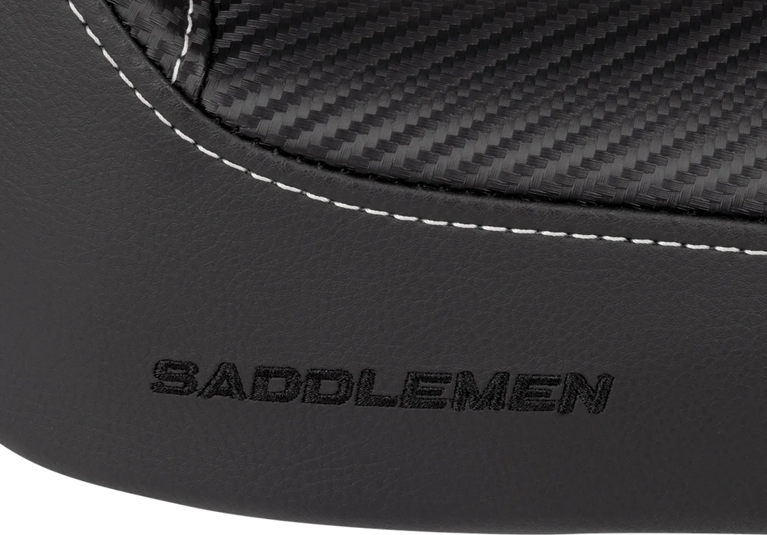 Saddlemen Dominator Solo Seat - w/o Backrest- Black w/ Gray Stitching - FXD/WG '96-'03 896-04-0042 - Side View