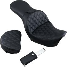 Load image into Gallery viewer, Saddlemen Explorer Seat - With Backrest - Lattice Stitched - Black - FXD 806-04-030LS - Side View