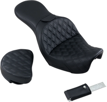Load image into Gallery viewer, Saddlemen Explorer Seat - With Backrest - Lattice Stitched - Black - FXD 806-04-030LS - Back View