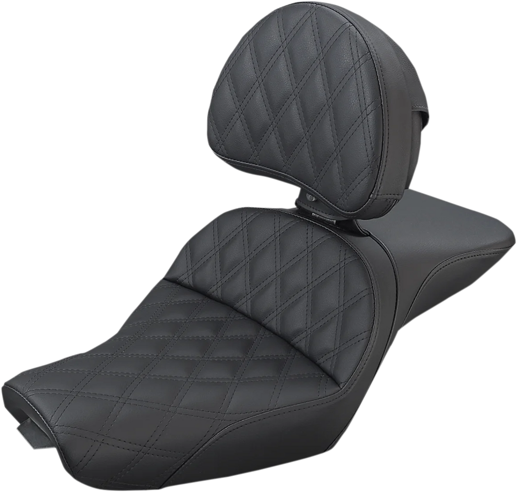 Saddlemen Explorer Seat - With Backrest - Lattice Stitched - Black - XL '04-'20 807-03-030LS - Main Product View