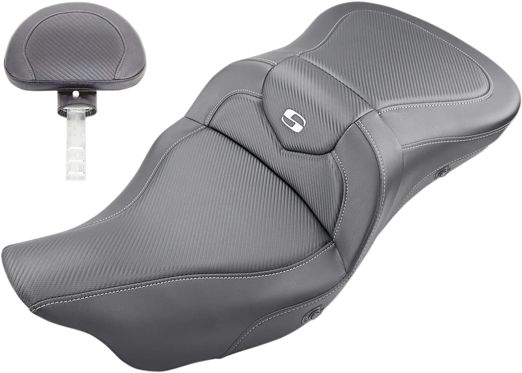 Saddlemen Extended Reach Roadsofa™ Seat - Carbon Fiber - Backrest - Heated - '08-'23 FL 808-07B-186BRHC - Main Product View