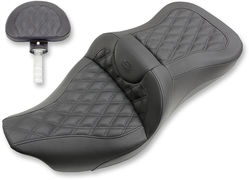 Saddlemen Extended Reach Roadsofa™ Seat - Lattice Stitched - Backrest - '08-'23 FL 808-07B-184BR - Main Product View