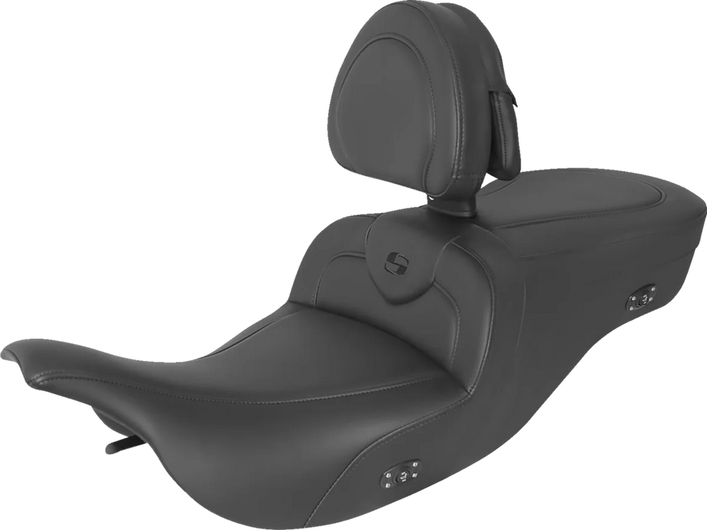Saddlemen Heated RoadSofa™ Seat - With Backrest - Black W/Black Stitching 897-07-187BRHCT - Main Product View