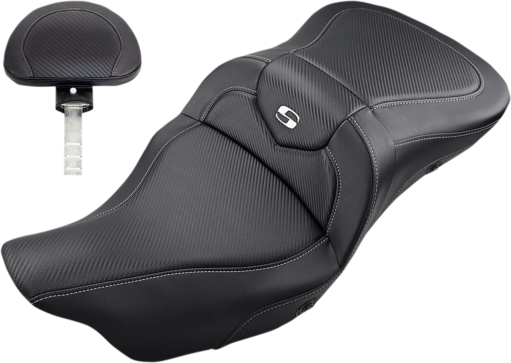 Saddlemen Heated Roadsofa™ Seat - Carbon Fiber - w/ Backrest - '08-'23 FL 808-07B-185BRHC - Main Product View