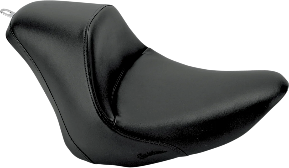 Saddlemen Heels Down Solo Seat - With Backrest - Plain - Black - FLSTC 806-15-0041 - Side View