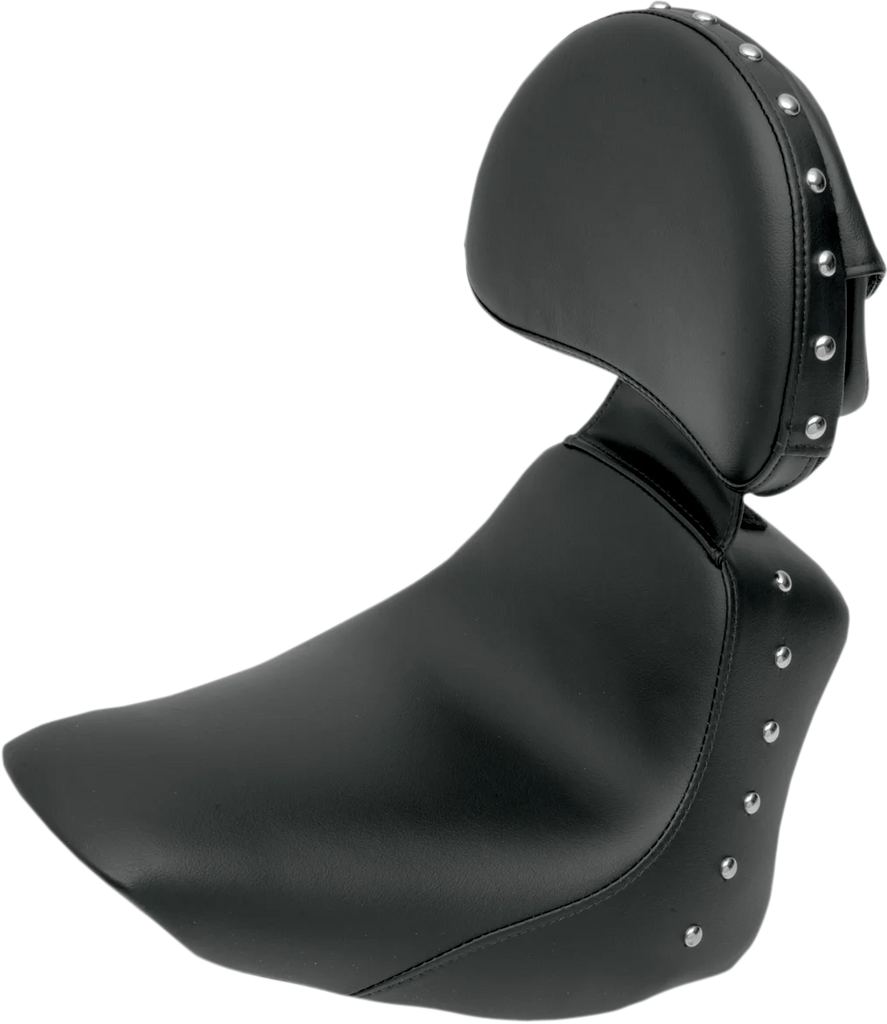 Saddlemen Heels Down Solo Seat - With Backrest - Studded - Black - FLSTC 806-15-0031 - Main Product View