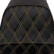 Load image into Gallery viewer, Saddlemen Pro Series SDC Performance Seat - Carbon Fiber/Lumbar Gripper - Gold Stitch - Dyna '06-'17 SC80604GOL - Side View