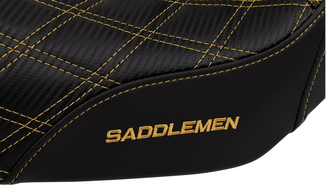Saddlemen Pro Series SDC Performance Seat - Carbon Fiber/Lumbar Gripper - Gold Stitch - Dyna '06-'17 SC80604GOL - Back View