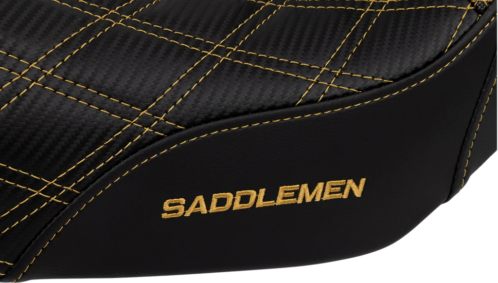 Saddlemen Pro Series SDC Performance Seat - Carbon Fiber/Lumbar Gripper - Gold Stitch - Dyna '06-'17 SC80604GOL - Back View