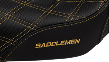 Load image into Gallery viewer, Saddlemen Pro Series SDC Performance Seat - Carbon Fiber/Lumbar Gripper - Gold Stitch - Dyna '06-'17 SC80604GOL - Back View