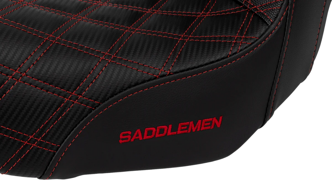 Saddlemen Pro Series SDC Performance Seat - Carbon Fiber/Lumbar Gripper - Red Stitch - Dyna '06-'17 SC80604RED - Back View