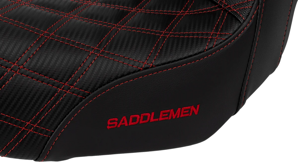 Saddlemen Pro Series SDC Performance Seat - Carbon Fiber/Lumbar Gripper - Red Stitch - Dyna '06-'17 SC80604RED - Back View