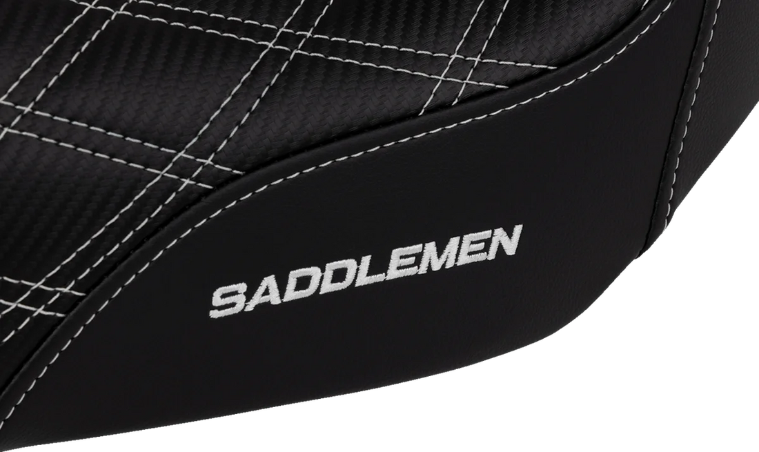 Saddlemen Pro Series SDC Performance Seat - Carbon Fiber/Lumbar Gripper - White Stitch - Dyna '06-'17 SC80604WHI - Back View