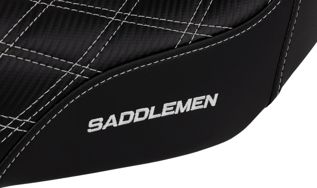 Saddlemen Pro Series SDC Performance Seat - Carbon Fiber/Lumbar Gripper - White Stitch - Dyna '06-'17 SC80604WHI - Back View