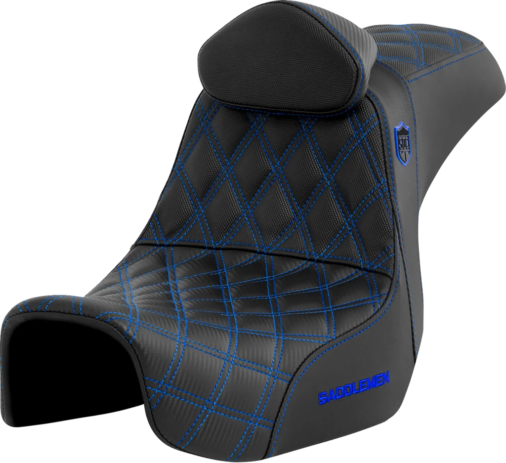 Saddlemen Pro Series SDC Performance Seat - with Backrest - Blue Stitch - Dyna '06-'17 SC80604BLURT - Main Product View
