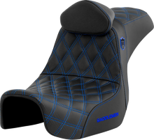 Load image into Gallery viewer, Saddlemen Pro Series SDC Performance Seat - with Backrest - Blue Stitch - Dyna '06-'17 SC80604BLURT - Main Product View