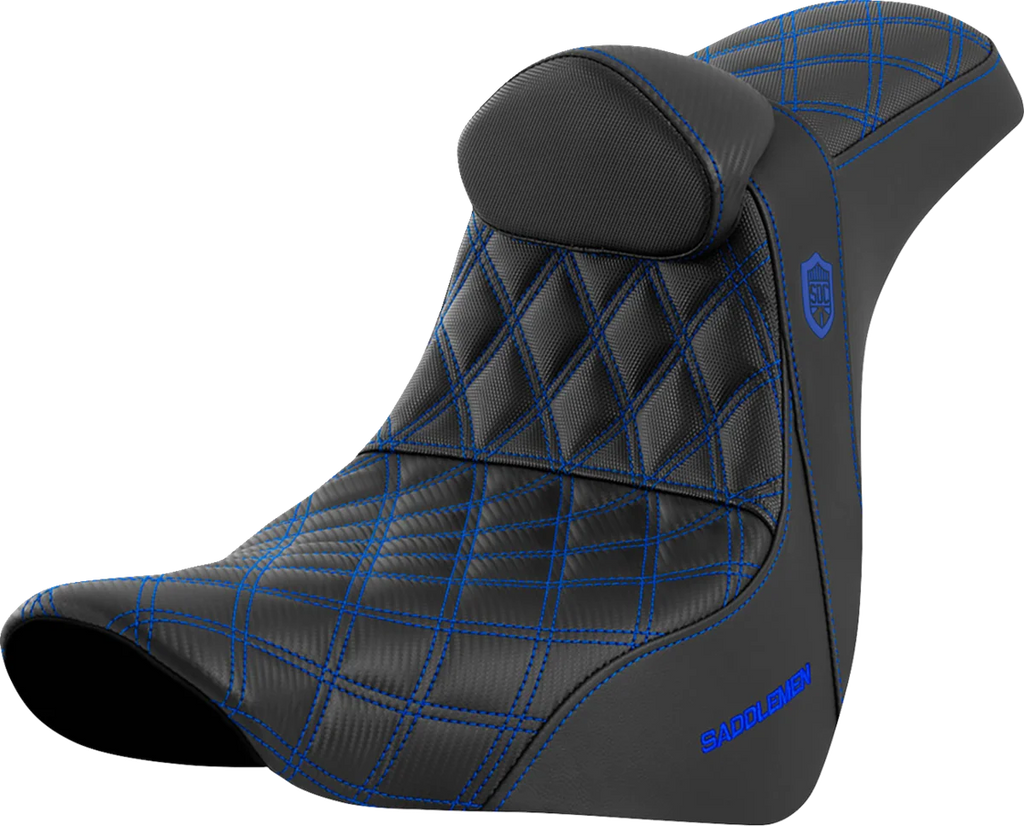 Saddlemen Pro Series SDC Performance Seat - with Backrest - Blue Stitch - FL/FX '18-'23 SC81829BLURT - Main Product View