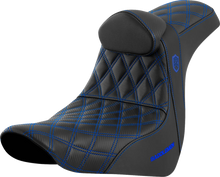 Load image into Gallery viewer, Saddlemen Pro Series SDC Performance Seat - with Backrest - Blue Stitch - FL/FX '18-'23 SC81829BLURT - Main Product View