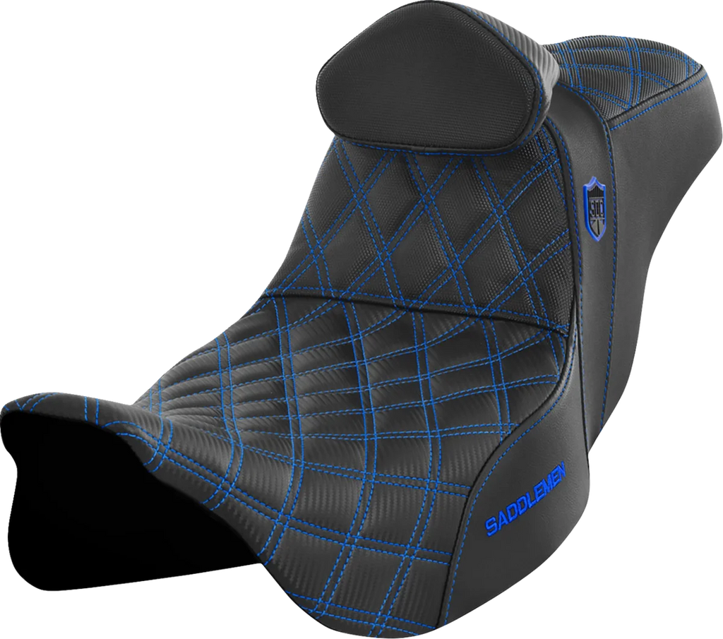 Saddlemen Pro Series SDC Performance Seat - with Backrest - Blue Stitch - FLH/FLT '08-'23 SC80807BLURT - Main Product View