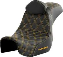 Load image into Gallery viewer, Saddlemen Pro Series SDC Performance Seat - with Backrest - Gold Stitch - Dyna '06-'17 SC80604GOLRT - Main Product View
