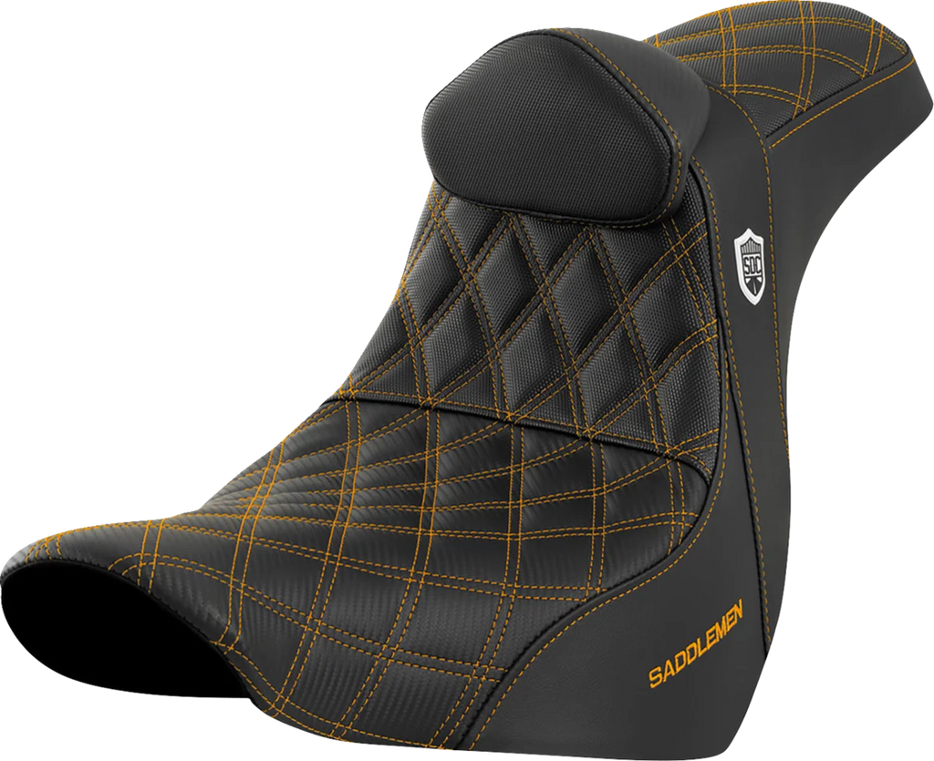 Saddlemen Pro Series SDC Performance Seat - with Backrest - Gold Stitch - FL/FX '18-'23 SC81829GOLRT - Main Product View