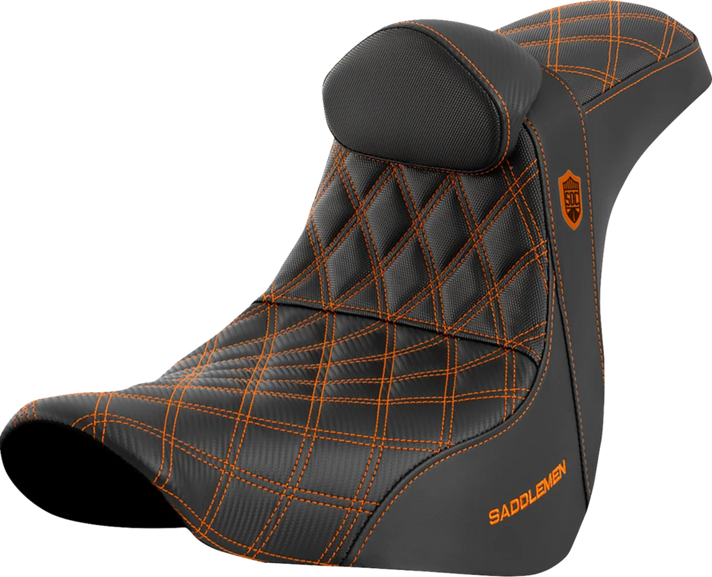 Saddlemen Pro Series SDC Performance Seat - with Backrest - Orange Stitch - FL/FX '18-'23 SC81829ORART - Main Product View