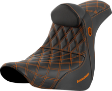 Load image into Gallery viewer, Saddlemen Pro Series SDC Performance Seat - with Backrest - Orange Stitch - FL/FX '18-'23 SC81829ORART - Main Product View
