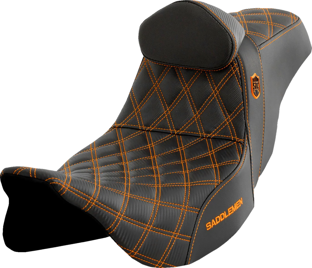 Saddlemen Pro Series SDC Performance Seat - with Backrest - Orange Stitch - FLH/FLT '08-'23 SC80807ORART - Main Product View
