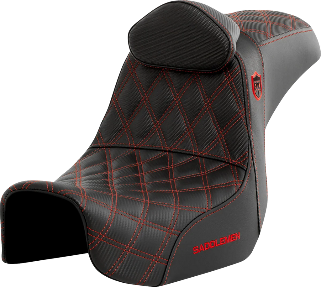 Saddlemen Pro Series SDC Performance Seat - with Backrest - Red Stitch - Dyna '06-'17 SC80604REDRT - Main Product View