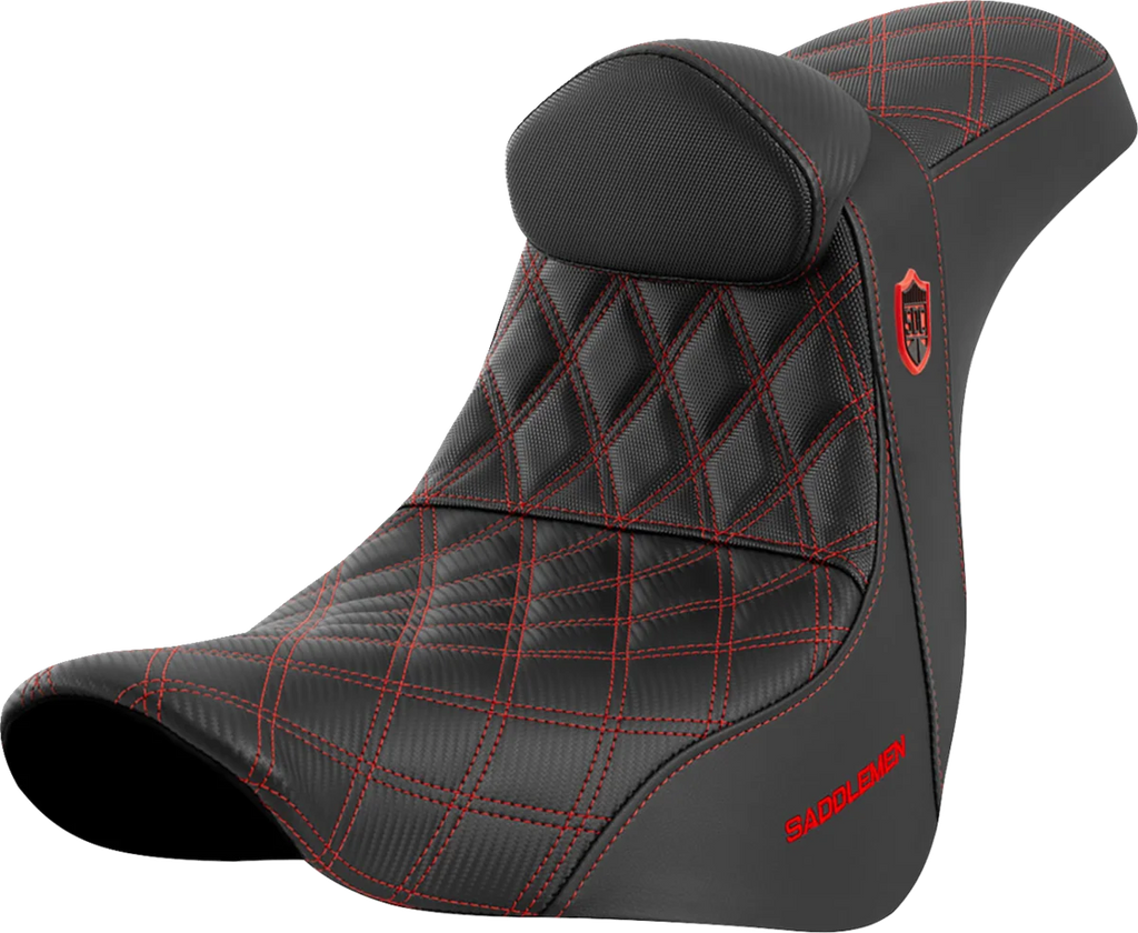 Saddlemen Pro Series SDC Performance Seat - with Backrest - Red Stitch - FL/FX '18-'23 SC81829REDRT - Main Product View