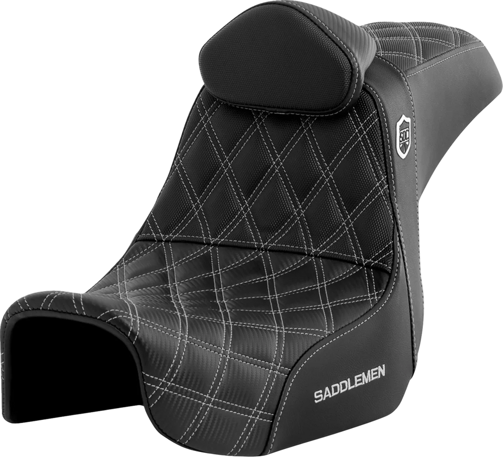 Saddlemen Pro Series SDC Performance Seat - with Backrest - Silver Stitch - Dyna '06-'17 SC80604SILRT - Main Product View