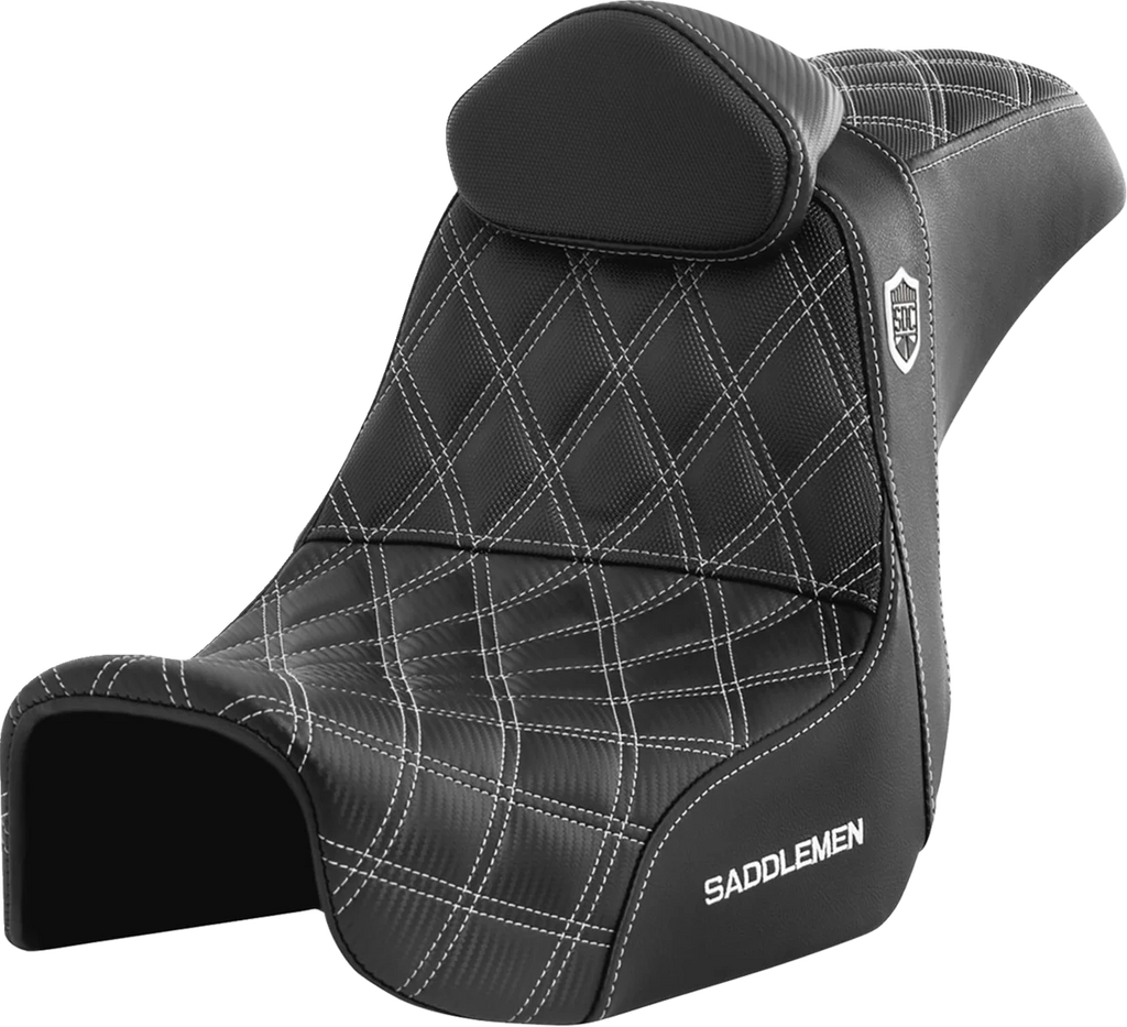 Saddlemen Pro Series SDC Performance Seat - with Backrest - White Stitch - Dyna '06-'17 SC80604WHIRT - Main Product View