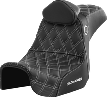 Load image into Gallery viewer, Saddlemen Pro Series SDC Performance Seat - with Backrest - White Stitch - Dyna '06-'17 SC80604WHIRT - Main Product View
