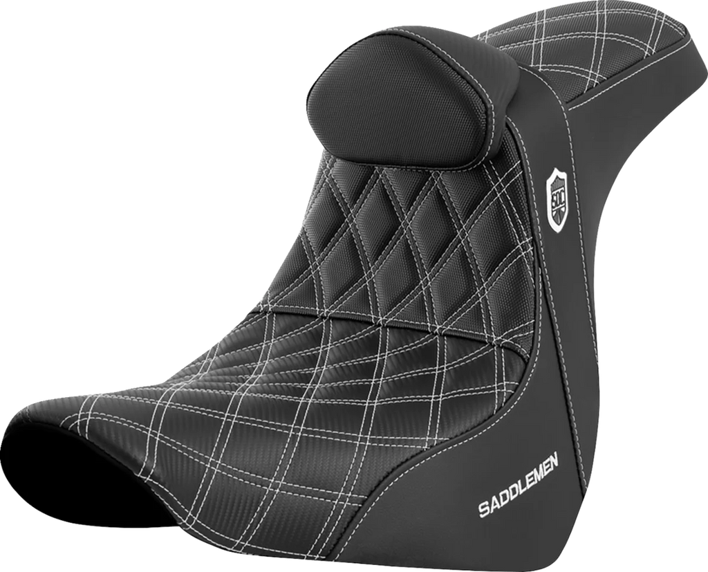 Saddlemen Pro Series SDC Performance Seat - with Backrest - White Stitch - FL/FX '18-'23 SC81829WHIRT - Main Product View