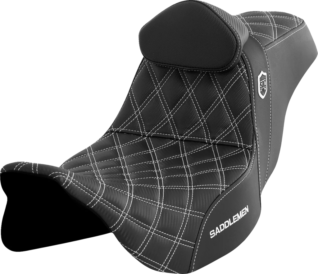 Saddlemen Pro Series SDC Performance Seat - with Backrest - White Stitch - FLH/FLT '08-'23 SC80807WHIRT - Main Product View