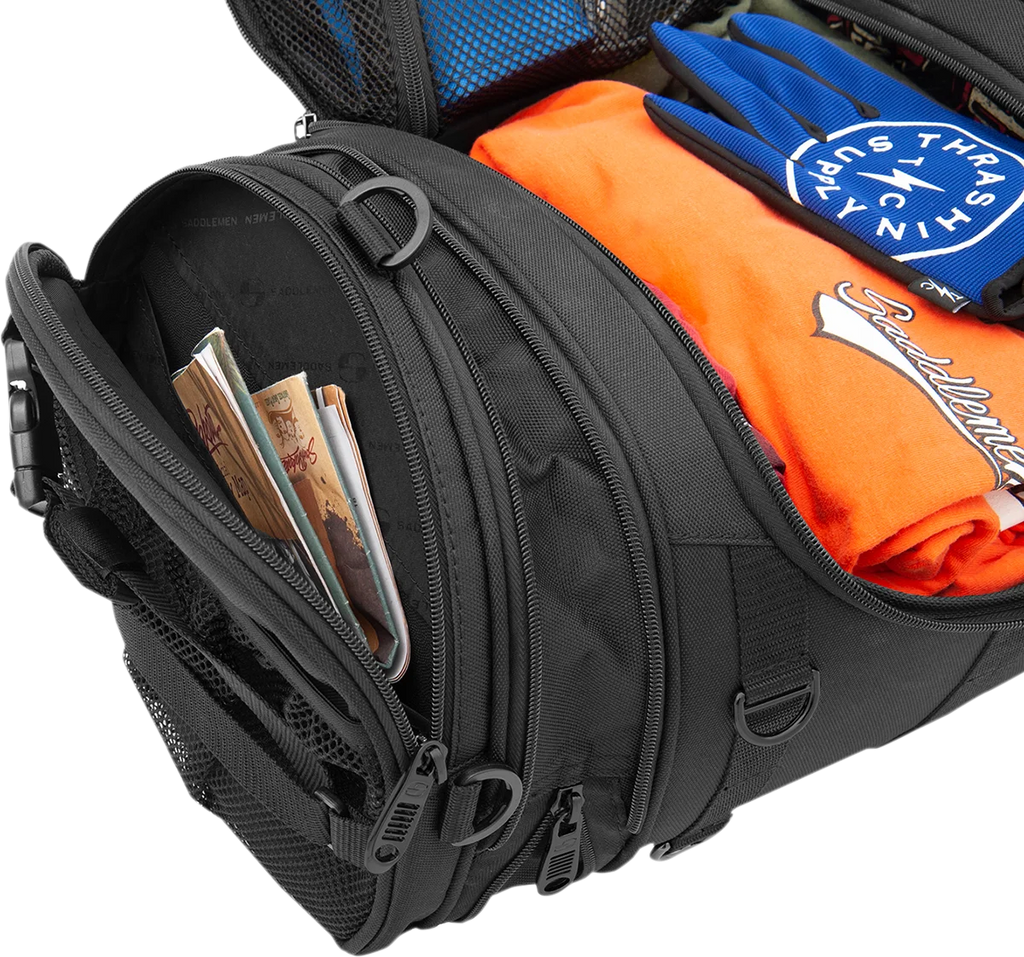 Saddlemen R1300LXE Tactical Roll Bag - Black EX000045A - Back View