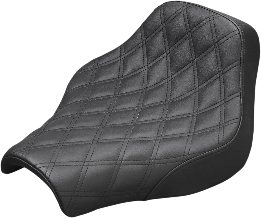 Saddlemen Renegade Solo Seat - Lattice Stitched - Black - FL '97-'07 897-07-002LS - Side View