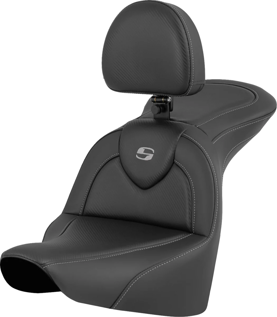 Saddlemen RoadSofa™ Seat - Carbon Fiber - with Driver Backrest - FLFB/FXBR '18-'24 818-27-185BR - Main Product View