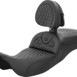 Load image into Gallery viewer, Saddlemen RoadSofa™ Seat - Honeycomb - with Backrest - Extended Reach - FL '08-'23 808-07B-190BR - Main Product View