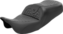 Load image into Gallery viewer, Saddlemen RoadSofa™ Seat - Honeycomb - with Backrest - Extended Reach - FL '08-'23 808-07B-190BR - Side View