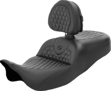 Load image into Gallery viewer, Saddlemen RoadSofa™ Seat - Honeycomb - with Backrest - FL '08-'23 808-07B-189BR - Main Product View