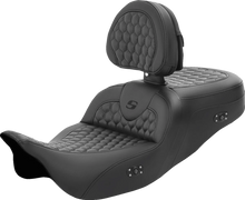 Load image into Gallery viewer, Saddlemen RoadSofa™ Seat - Honeycomb - with Backrest - Heated - FL '08-'23 808-07B-189BRHC - Main Product View