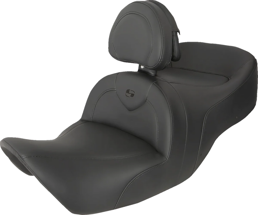 Saddlemen RoadSofa™ Seat - with Backrest - Black w/ Black Stitching - GL1800 '01-'10 H01-07-187BR - Main Product View