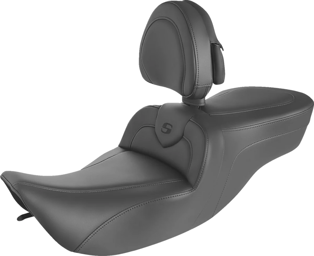 Saddlemen RoadSofa™ Seat - with Backrest - Black w/ Black Stitching 897-06-187BR - Main Product View