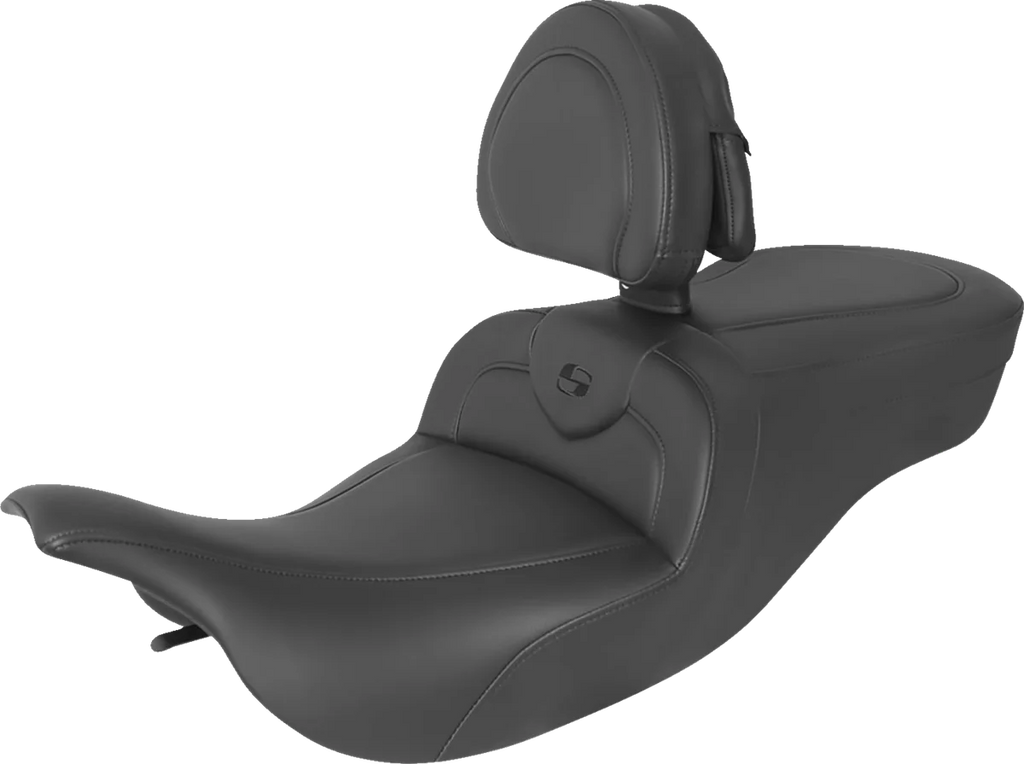 Saddlemen RoadSofa™ Seat - with Backrest - Black w/ Black Stitching 897-07-187BR - Main Product View