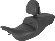 Load image into Gallery viewer, Saddlemen RoadSofa™ Seat - with Backrest - Black w/ Black Stitching 897-07-187BR - Main Product View