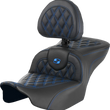 Load image into Gallery viewer, Saddlemen RoadSofa™ Seat - with Backrest - Lattice Stitch - Blue Stitch - FLTR/FLHX '23-'24 823-07-182B1 - Main Product View