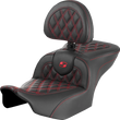 Load image into Gallery viewer, Saddlemen RoadSofa™ Seat - with Backrest - Lattice Stitch - Red Stitch - FLTR/FLHX '23-'24 823-07-182B4 - Main Product View